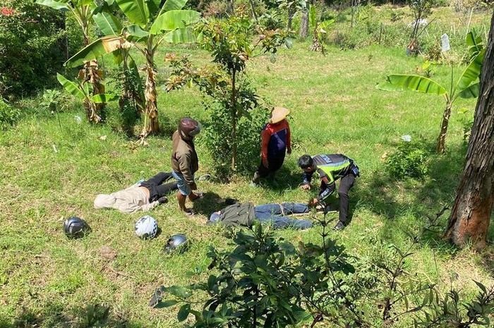Honda Vario Rem Blong Pasangan Muda-Mudi Terjun ke Sawah di Jalur Maut Sarangan